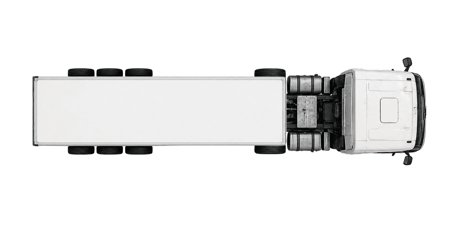 Vista aérea do caminhão Mercedes-Benz Actros 2546 placa ABC1D23